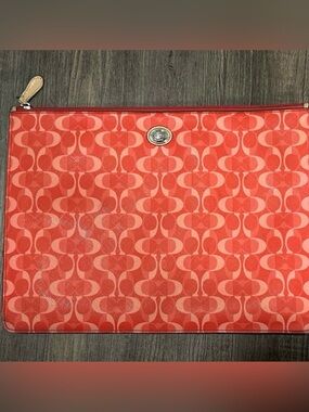 Coach Red Signature Zip Pouch